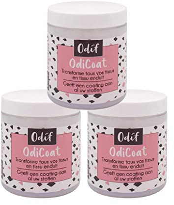 Odif OdiCoat – Efecto tejido recubierto – Gel impermeable y protector para tejidos – Gel a base de agua, sin bisfenol, fabricado en Francia – Lote de 3 – 250 ml