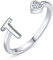 PEARLOVE Damen Mädchen Buchstabe Ring, 925 Sterling Silber Verstellbare Offener Ring mit Buchstaben für Frauen Stapelbare Alphabet ringe von A bis Z