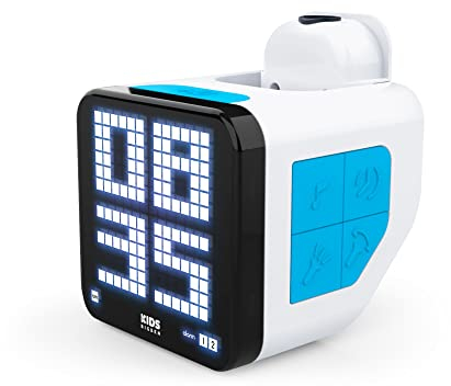 Bigben Retro Cube Wecker mit Projektor weiß-blau