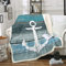 Anker Kuscheldecke Nautische Theman Decke 220x240cm Jahrgang Timeworn Verwitterte Holzplanken Rustikal Flanell Fleecedecke Weiche Gemütliche Wohndecke für Schlafsofa Stuhl Couch Blaugrün Blaual