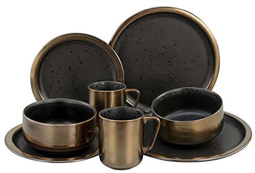 CreaTable, 23593, Serie MODERN INDUSTRIAL, Schwarz, 8-teiliges Geschirrset, Kombiservice aus Steinzeug, spülmaschinen- und mikrowellengeeignet, Qualitätsproduktion