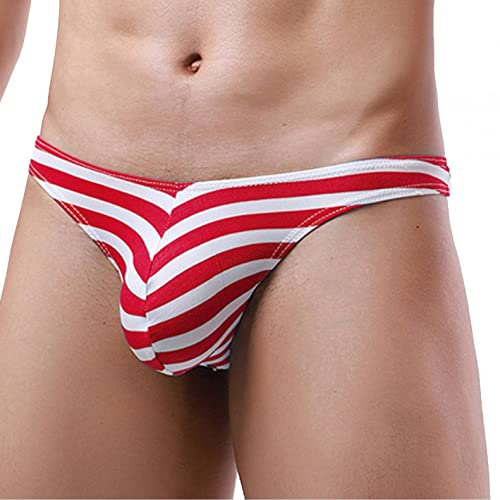 qudang String pour homme - Mini slip - Sous-vêtements - Slip taille basse - Bikini pour homme - String en T - Confortable - Micro string élastique - Slip de bain - Lingerie G, rouge, M