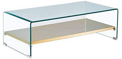 Mesa POITIERS, Baja, Estante de Cristal (110 x 55 cm) [IBERAHOME]