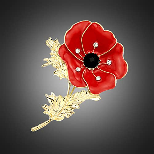 KhuWan Rote Diamant-Mohn-Saflor-Broschen für Frauen, Hochzeit, Party, lässige Brosche, Geschenke