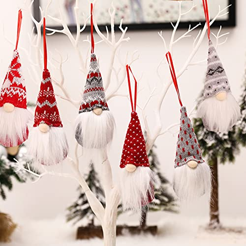 Weihnachtswichtel zum Aufhängen, 6 Stück, Wichtel Weihnachten Figur, Weihnachtliche Gesichtslose Puppen-Anhänger, Baumschmuck Weihnachtswichtel, für Kinder Familie Ostern Weihnachten