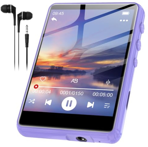 SWOFY Reproductor MP3 Bluetooth 5.3, 64 GB Hi-Fi, reproductor MP3 con altavoz, auriculares FM, grabadora de radio FM, pantalla táctil de 2,4 pulgadas, mini reproductor de música infantil, soporta