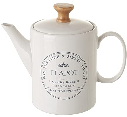 Tetera con tapa de stoneware blanco de 1100 ml - LOLAhome