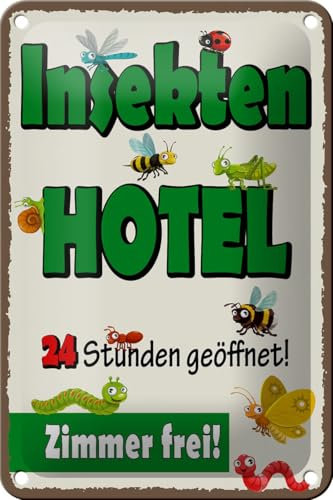 FEMER Blechschild Hinweis 12x18cm Insektenhotel Zimmer frei