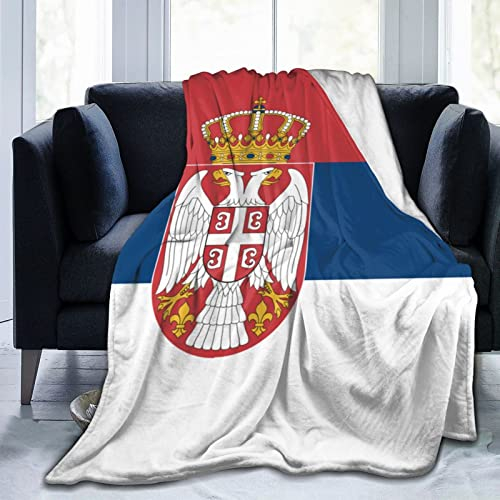 Ultraweiche Flanell-Fleecedecke mit serbischer Flagge, für alle Jahreszeiten, Wohnzimmer/Schlafzimmer, warme Überwurfdecke