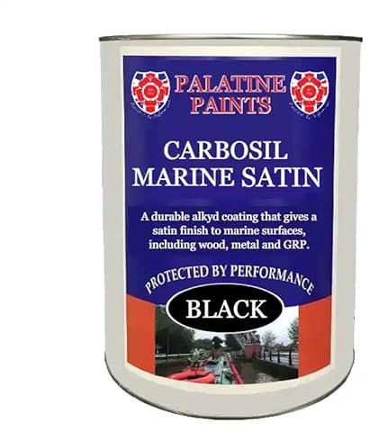 Palatine PaintsProtected By Performance Carbosil Marine Satin Paint - Multi Surface Satin for marine surfaces (Black, 1 Litre)