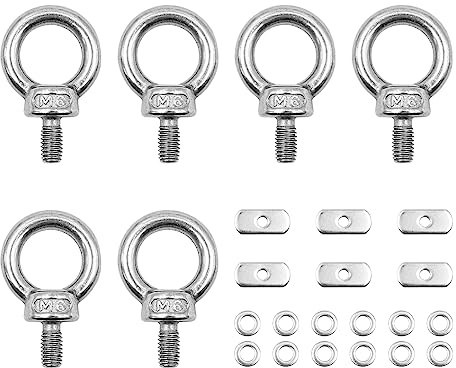 VOANZO 6er-Pack Edelstahl-Kajakschienenhalterung zur Befestigung von Ösenschienen für Kajak, Kanu, Boot, Bungee-Schnur oder Seile, Ersatz-Kit