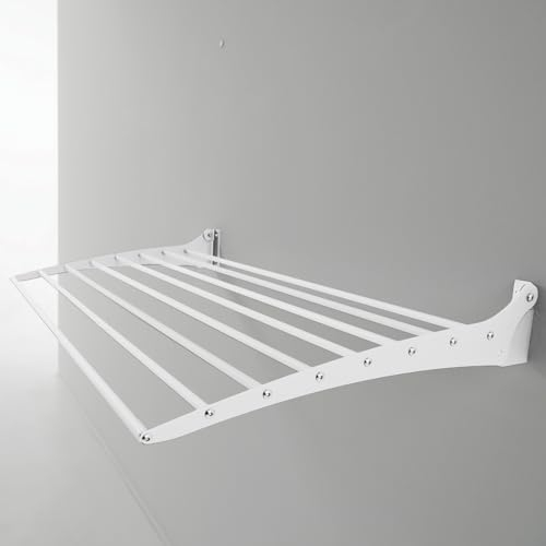 Foxydry Fold Wäscheständer für die Wand, vertikaler Wäscheständer für den Innen- und Außenbereich aus Aluminium und Stahl 80x50x57 cm (1x 80 cm, Weiß (White))