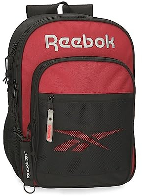 Reebok Portland Schulrucksack, Doppelfach, Schwarz, 30 x 40 x 12 cm, Polyester, 14,4 l, Schwarz, Talla única, Schulrucksack mit doppeltem Fach