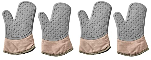 4 Uds. Manoplas de Silicona con Forma de lágrima for microondas, Manoplas aisladas for Horno, Manoplas for Hornear, Manoplas aisladas for Horno (Color : Greyx2pcs, Size : 29X17.5X2CMx2pcs)