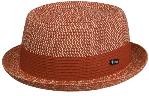 Lipodo Ennario Pork Pie Strohhut Klassischer Schnitt Made in Italy Herren Frühjahr Sommer rot M (56-57 cm)