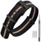 ANNEFIT Nylon Uhrenarmbänder 20mm mit Edelstahl Metall Schwarz Schließe, Sport Atmungsaktive Ersatzarmband (Schwarz/Khaki)