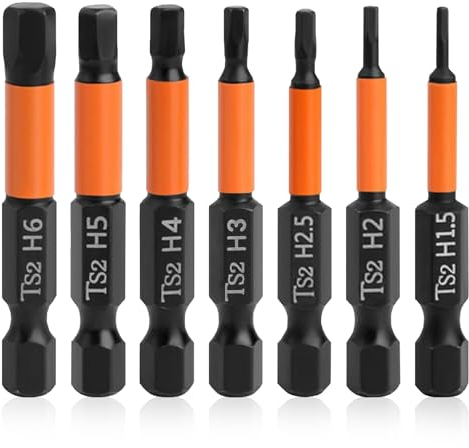 7 Piezas Puntas De Atornillador Hexagonal,Puntas De Destornillador Allen Imantadas Impacto,Juego Puntas Destornilladores Precisión,Siete Tamaños Diferentes H1.5/H2/H2.5/H3/H4/H5/H6