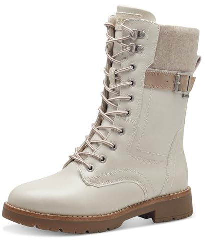 Jana Botas de Mujer con Cordones Plano Forro Caliente Vegano, Moda, Beige, 39 EU