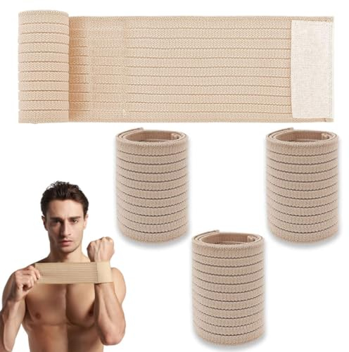 YUUSIKCO 4 Piezas muñequera - Correa de muñeca elástica poliéster Manga de compresión Transpirable Soporte de muñeca Banda de Soporte de Mano para Tenis Gimnasio Deportes Hombres Mujeres