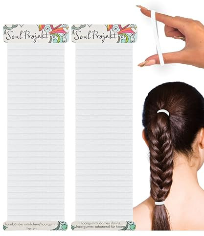 Soul Projekt Haargummi Weiße, Dicke Haargummis 60 Stück 4mm, Kein Metall Haargummis Damen und Mädchen, Elastisch Hair tie für Zöpfe, Pferdeschwanz und Dutt, Schule & Fitnessstudio, Haarbänder