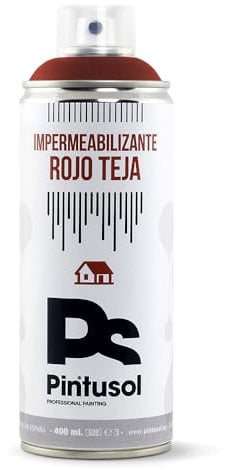 PINTUSOL Pintura Impermeabilizante Rojo Teja en Spray, Protección Antihumedad, Sellado Duradero, Resistencia Radiación, Fácil Aplicación, Pintura Acción Impermeable Profesional Espray 400ml
