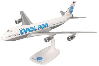 Herpa Snap-Fit Modellflugzeug Pan Am Boeing 747-100, Miniatur im Maßstab 1:250, Sammlerstück, Modell mit Standfuß, Kunststoff