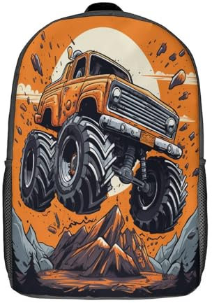FPAKAKIIE Monster Truck Ultra Truck Schulrucksack Schultaschen-Set Für Teenager Schulranzen Rucksack Campus Laptop Backpack 17inch