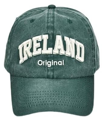 Robin Ruth Grüne verblasste Baseballkappe mit weißem Irland-Text, mit verstellbarem Riemen, Grün verblasst, Einheitsgr��e