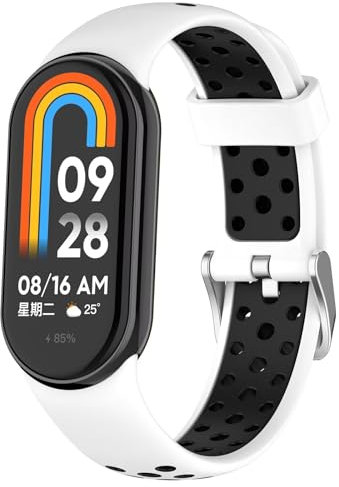 FTRONGRT Bracelet Compatible avec Xiaomi Smart Band 10/10 NFC / 9/9 NFC / 8/8 NFC, Doux Confortable, Silicone Sangle de Remplacement. Blanc Noir
