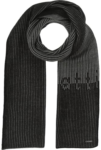 bugatti Herren Schal mit Schriftzug - 30 x 180 cm - Winterschal mit Rippenmuster