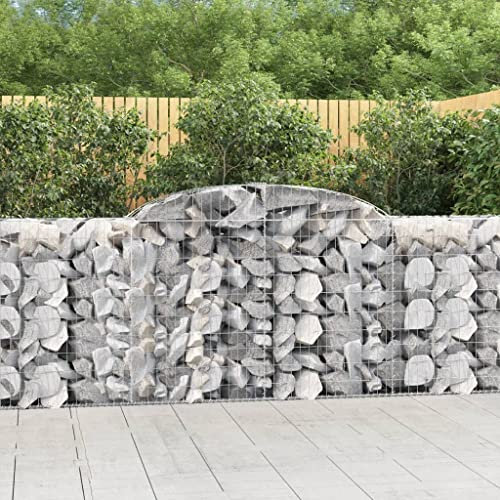 Hovothy Gabion avec arche haute - Clôture pour briques murales, mur de jardin, mur de pierre, mur de plantes, gabion en métal, panier à pierres, argenté, 300 x 50 x 120 cm - Fer galvanisé