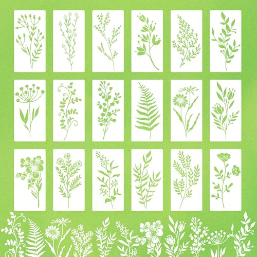 TYSM-CC 18er-Set Blumenschablonen mit Rosen, Kirschblüten & Wildblumen – 15x8 cm, Basteln und Gestalten – mehrfach wiederverwendbar für DIY- Projekte, Scrapbooking und Kunsthandwerk