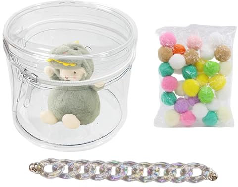 Transparente Präsentationstasche – transparente Vitrine | tragbare Sammlerstück-Vitrine | staubdichte Puppen-Organizer-Tasche, Puppen-Tragetasche mit Kette und Reißverschluss zum Präsentieren von