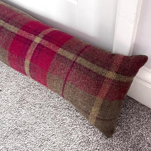 Snugglemore Draught Excluder Tartan Tweed Various Designs Door Window Draught Cushion Guard (Pembroke Red, One Size)