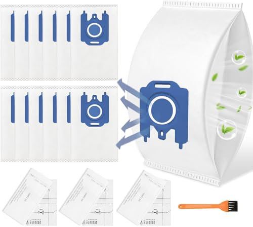 12 sacchetti per aspirapolvere compatibili con Miele GN 3D Classic C1 Complete C2 C3,S2000 S5000 S8000 S4 S5 S6 S8 Serie Inclusi 3 Filtri Motore,3 Filtri Aria e 1 Spazzola Pulizia