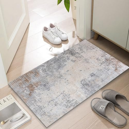 LYGLIGH Ultra Thin Door mat for Inside Entry, 1/10 Inch Non-Slip Rubber Backing Entryway Rug, Absorbent Washable Floor mats for Bathroom, 30'' x 17''