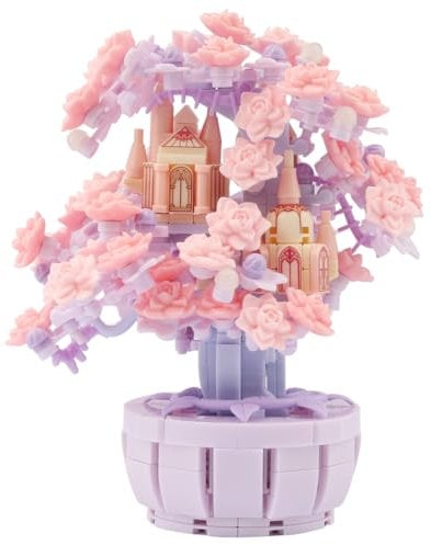 Cherry Bonsai Tree House Building Blocks, 547PCS Mini Size Tree Flowers Building Kit, Creative DIY Project Sakura Treehouse Building Construction Kit for Adults Kids