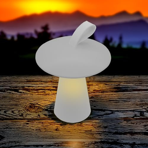 Spetebo LED Akku Tischleuchte Pilz 17 x 15 cm mit 3 Leuchtmodi - weiß