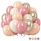 Retro Rosa Luftballons, 12 Zoll Luftballons Dusty Rosa Beige Metallic Roségold Aprikose Latex Ballons Party Dekoration mit Band für Mädchen Boho Geburtstag Hochzeit Babyparty
