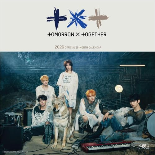 TXT OFFIZIELL | 2026 30,5 x 61 cm (zum Aufhängen) Monatlicher quadratischer Wandkalender | plastikfrei | BrownTrout | K-Pop Koreanische Boy Band Temptation