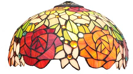 Abat-jour de plafonnier de style Tiffany, abat-jour de lampe en verre teinté de roses vibrantes de 12 pouces, abat-jour vintage fait à la main for lampe de table, suspension, lampadaire