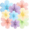 9Pcs Paper Decorations Hanging Green Blue Pink Yellow Purple Hanging Paper Fans Decorations Papers Fan Flowers Papers Flower Fan for Wall Birthdays Bachelorette Weddings Tea Party 35 25 20 cm