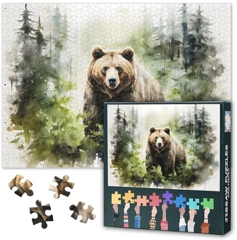 Puzzles für Erwachsene 1000 Teile Bär, Wald-Puzzle (70 x 50 cm), Wildlife herausfordernde Puzzles für Erwachsene, Familienspiel für Männer & Frauen (Home Decor Geschenk)