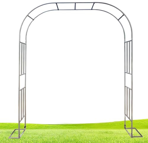 Arco de jardín de Acero Inoxidable Resistente para Plantas trepadoras - Pérgola enrejada - Arco de Rosas de 240 cm para decoración de Halloween, Navidad, cumpleaños, Fiestas de Bienvenida al