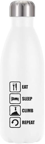 Eat Sleep Climb Repeat - Borraccia termica termica con logo montagna, colore: bianco
