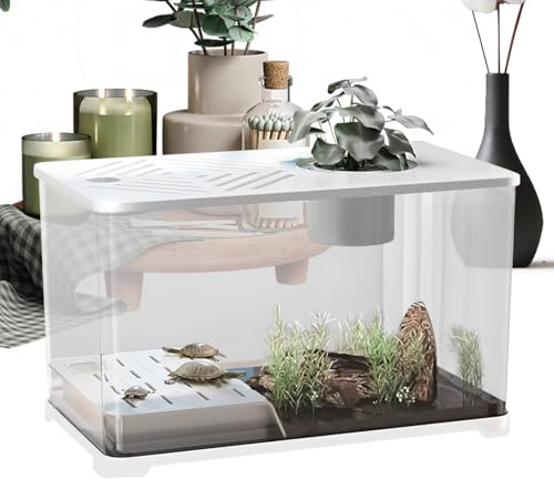 Fischtank-Set, groß, modern, für den Schreibtisch, dekorativer Lebensraum mit Turtle Resting Material für Betta Shrimp Aquatic Pflanzen Zuhause und Arbeitsplatz Zubehör