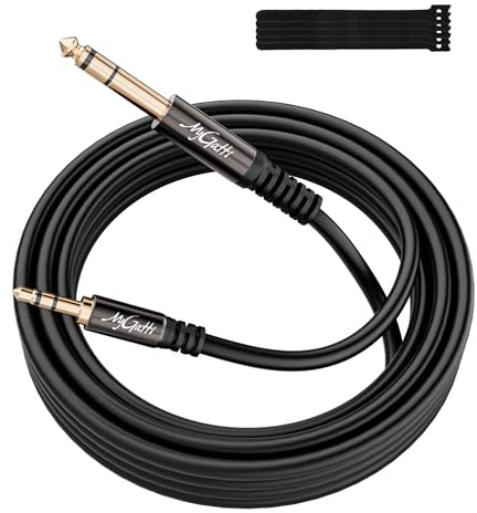 Mygatti Klinke 3.5mm auf 6.35mm Kabel 5m,Hi-Fi-Sound Aux Audio Stereo Kabel,stecker auf stecker,OFC-Kern,für Heimkino,Gitarre,Lautsprecher,Mischpult,Recorder,Verstärker,Mikrofon etc +5 Kabelbinder