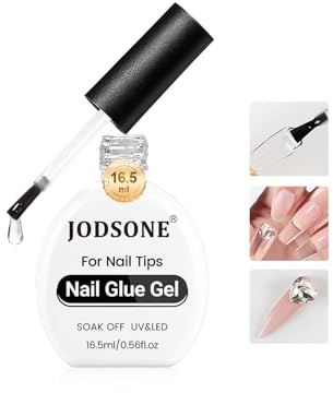 JODSONE Gel de colle à ongles transparent de 16,5 ml, faible odeur, non toxique, longue durée jusqu'à 28 jours
