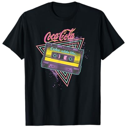 Coca-Cola Coke Adds Life Retro Neon Cassette Logo T-Shirt