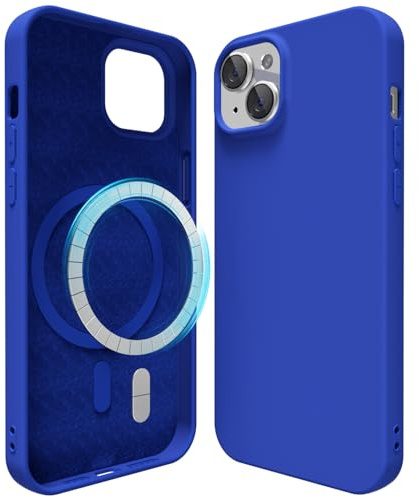 oakxco Silicone Case for iPhone 15 Case Magnetic, Compatible with Magsafe Wireless Charging, Slim Thin Soft Rubber Gel, Girly Cute Hard Mag Safe Cover for Women, Royal Blue
